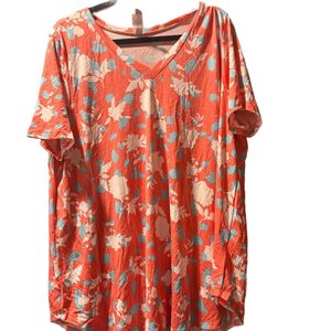 NWOT Honey Me Floral V-Neck Women Top - Coral and White